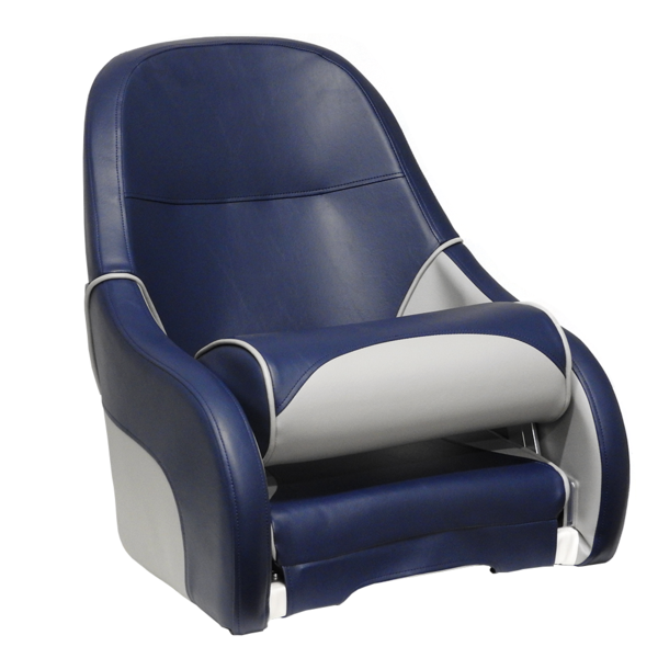 Ocean 51 Deluxe Flip Up Seat - Navy Blue w/Grey Trim w/Pocket 