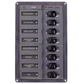 901V Vertical 8 Switch Panel with Breaker 12vDC