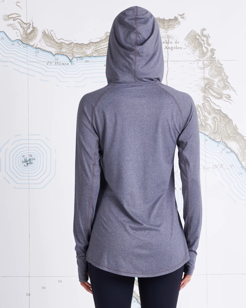 Thrill Seekers Womens Hooded Sunshirt Upf50+ / Fishing Jersey - Charcoal