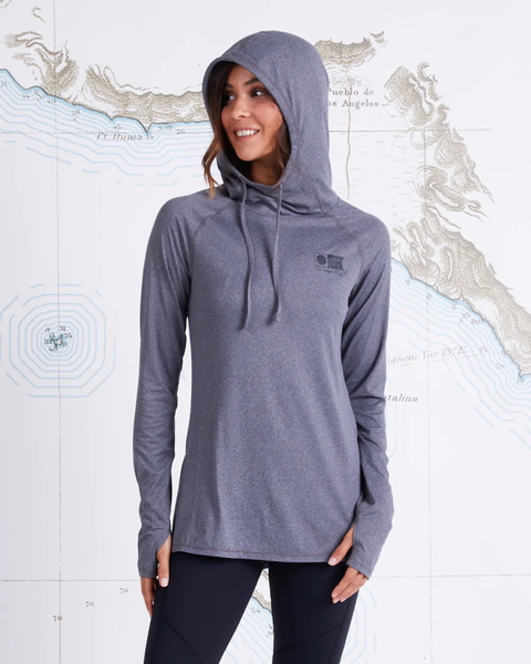 Thrill Seekers Womens Hooded Sunshirt Upf50+ / Fishing Jersey - Charcoal
