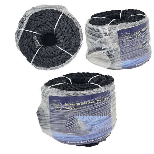 Precut 3 Strand Nylon Anchor/Mooring Rope 10Mm X 15M Black Smart Marine