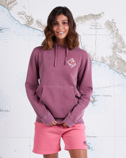 Retro Tippet Boyfriend Womens Fleece Hoodie - Faded Plum