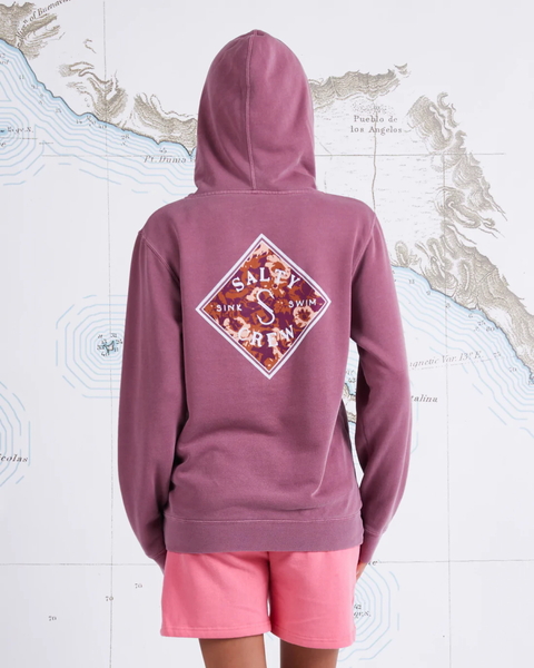 Retro Tippet Boyfriend Womens Fleece Hoodie - Faded Plum