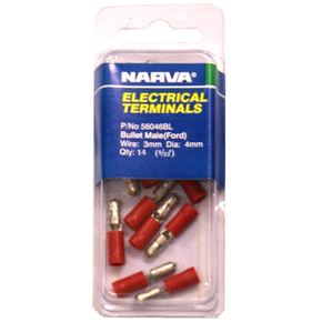 Red Male Electrical Bullet Terminals - 14-pk