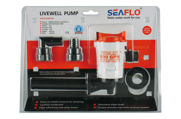 Horizontal Live Bait Pump - 12V / 800 Gph