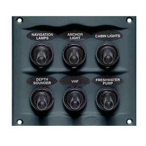 900-6WP Grey 6 Switch Marine Panel- Waterproof- 12 volt