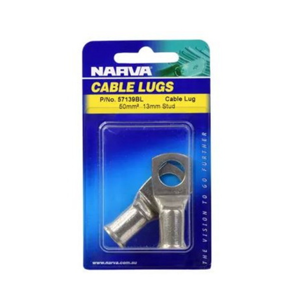 H/Duty Battery Cable Lugs 50Mm2 Wire 12Mm Stud (2-Pk)