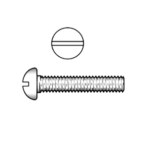 316 SS Round Head Slotted Machine Screw Bolt 3/16" x 3/4"