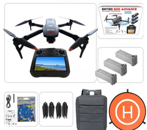 500 Advance 4K Bundle  W/ Smart Controller Includes Three Batteries And Landing