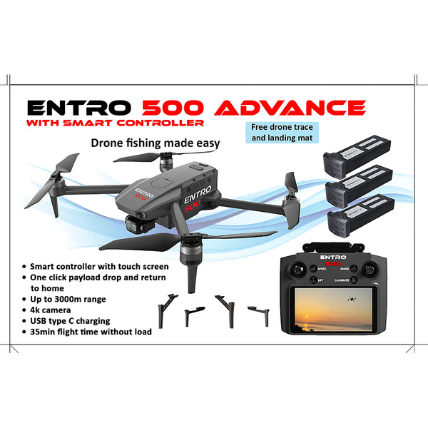 500 Advance 4K Bundle  W/ Smart Controller Includes Three Batteries And Landing