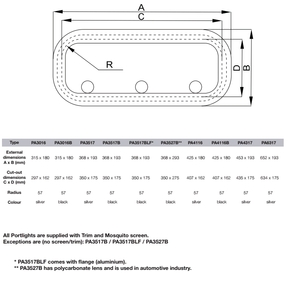 Port Hole Opening WPO01S (PA3517) 175x350mm Cut-Out