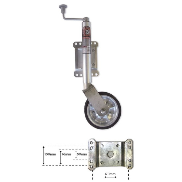 Trailer Jockey Wheel - 200Mm Solid Tyre - 350Kg