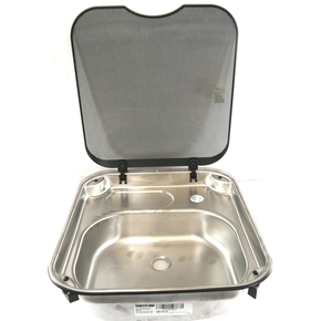 SS Marine / RV Sink with Glass Lid- 400mmL X 445mmW x 140mmD