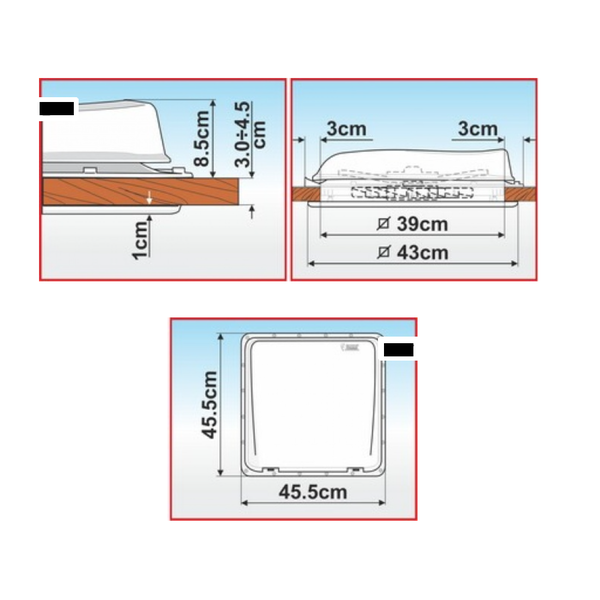 Deluxe Turbo Vent 160 Pro 12V 40Cmx40cm White