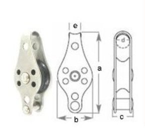 RF0572 6mm Single Loop Block w/Becket - 25mm Sheave