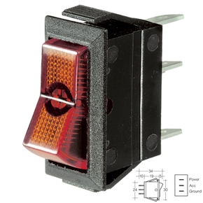2 Position Red On/Off Rocker Switch- 12v / 20Amp (max)