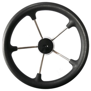 5 Spoke 13.5" SS Steering Wheel - Black Grip