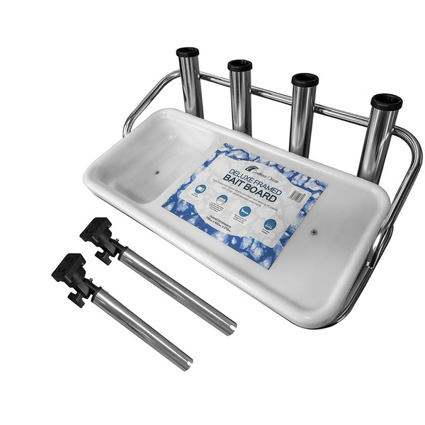 Deluxe Dual Mount Bait Board W/4 Rod Holders + Sink/Drain