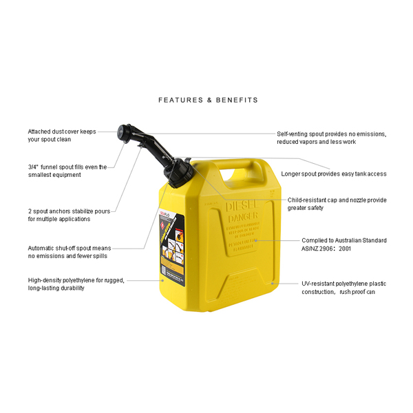 20L Diesel Fuel Can  - W/Auto Shut Off