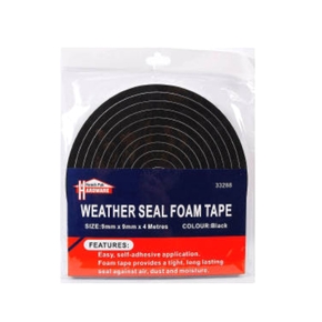 Black Foam Hatch Seal Self Adhesive 9mm x 9mm x 4 mtr