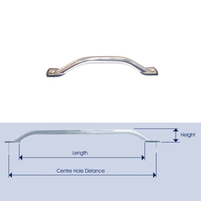 SS Top Mount Handrail 229mm Long (305mm centres)