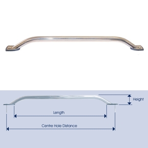 SS Top Mount Handrail 610mm Long (684mm centres)