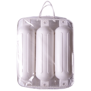 White Ribbed Fender Triple Pack 14x51cm 5-7m Boats