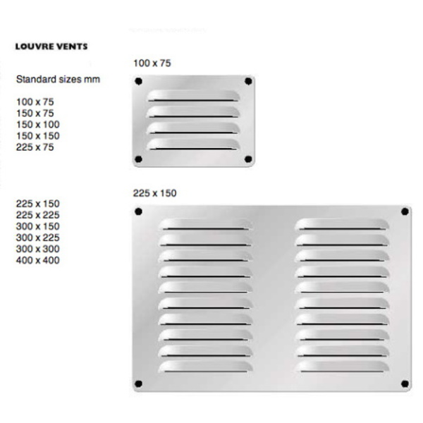 White Powder Coated Alloy Louvred Vent 225W X 150Mmh