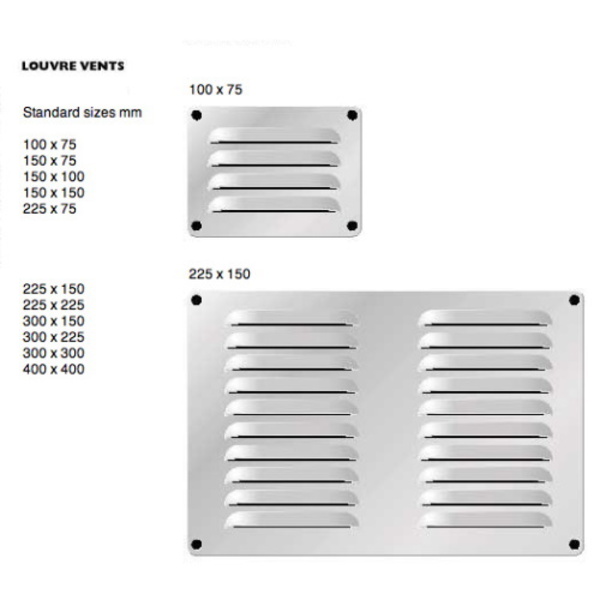 White Powder Coated Alloy Louvred Vent 300Mmw X 300Mmh