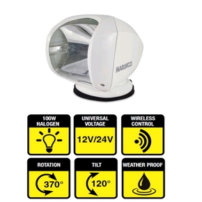 SPL-12W 100w Search Light w/Wireless Head 12/24v - White    