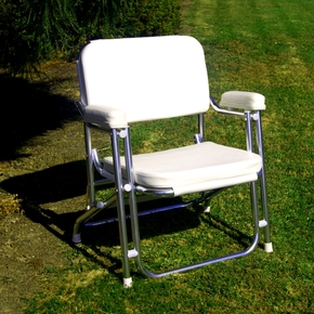 Padded Folding Alloy Deck Chair - Deluxe / Snow White