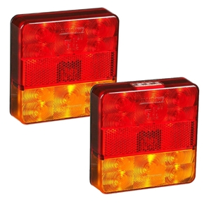 12 Volt LED Square Trailer Lamp Pair with 400mm Cable 