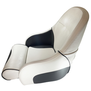 Ocean 51 Deluxe Flip Up Seat w/Rear Pocket - White w/Charcoal Trim