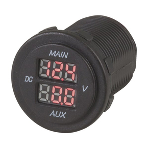 Dual Battery LED Flush/Surface Mount Voltmeter 10-60v