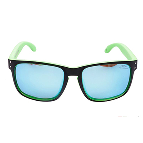 Polarised Sunglasses - Black/Green with Mirror Lens