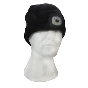 Beanie with Built in LED Light Rechargable Black (One Size Fits All)