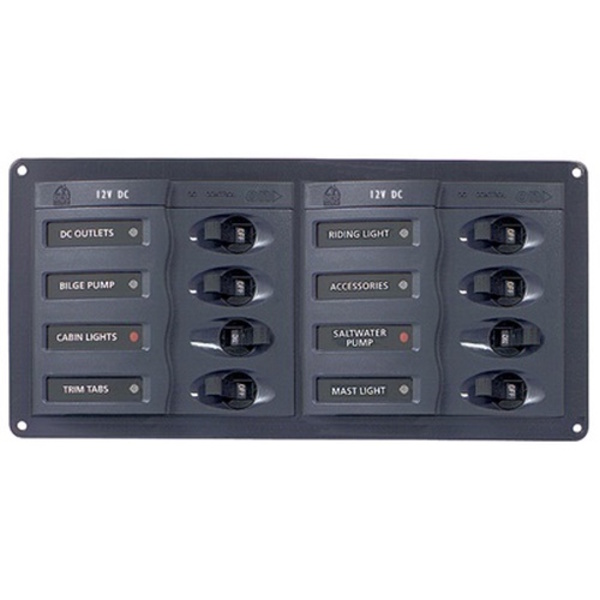 901H 12V Horizontal 8-Switch Panel Wbreakers