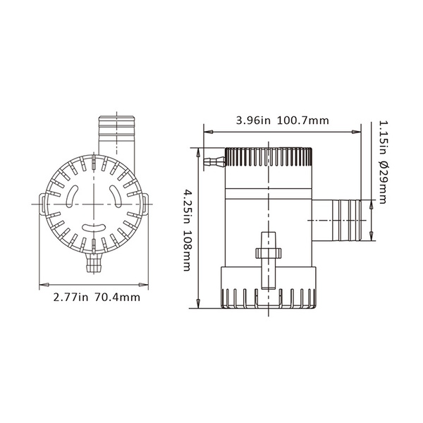 Bilge Pump 1100Gph 24V (28Mm Hose)