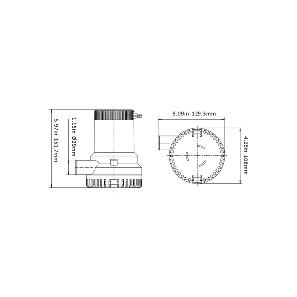 1500Gph 12V H/Duty Bilge Pump (28Mm Hose)