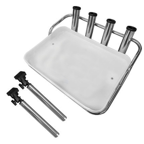 SS Bait Board w/Dual Mts + 4 x Rod Holders