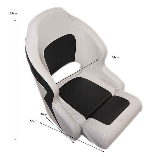 Ocean 52 Elite Flip Up Seat White/Charcoal