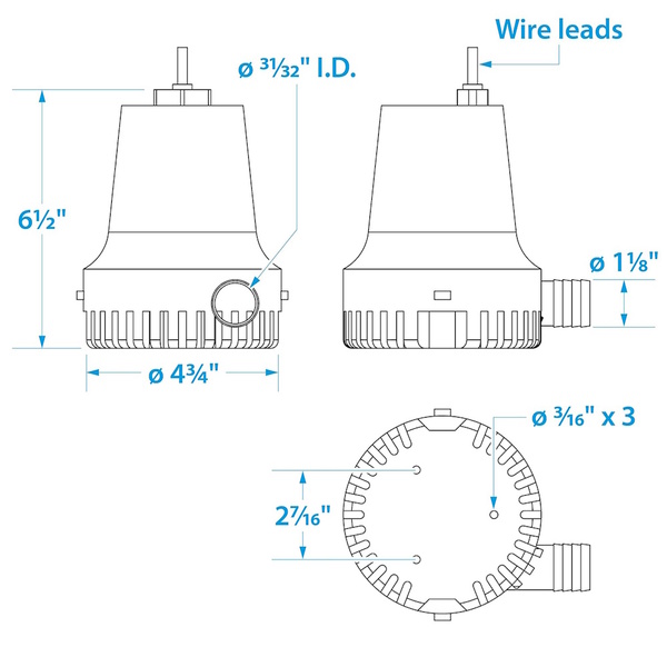 H/Duty 12V 1500 Gph Bilge Pump (28Mm Hose) By Tmc