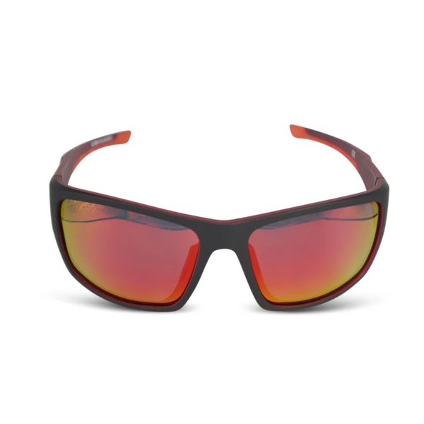 Polarised Sunglasses - Matte Black Frame - Wide Red Lens