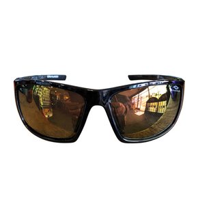 Polarised Sunglasses - Shiny Black Frame - White Mirror Lens