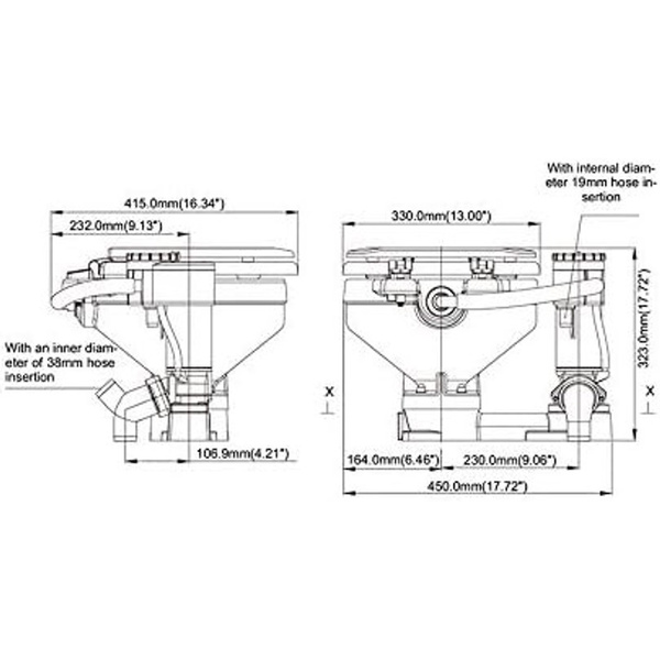12V Compact Size Bowl Electric Toilet W/Conversion Pump (New)