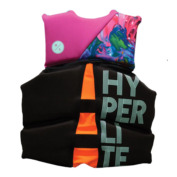 Neoprene Youth Girls Ski Buoyancy Vest -Pink/Aqua/Black 25-40Kg