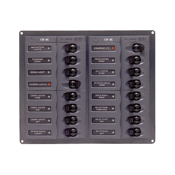 904NM 16-way switch panel with Circuit breakers