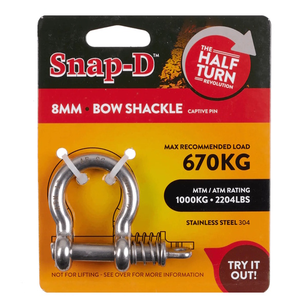 Stainless Steel Towing Bow Shackle Spring Loaded Pin