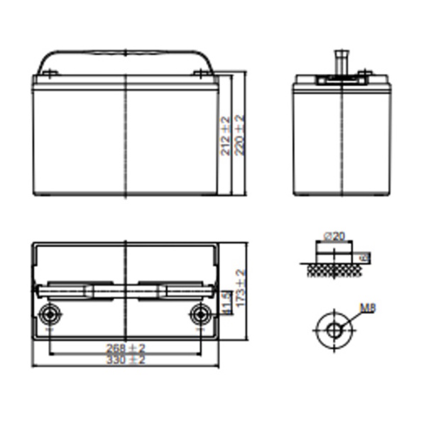Sy12-120Dc 12V 120 A/Hour Deep Cycle Agm Battery 