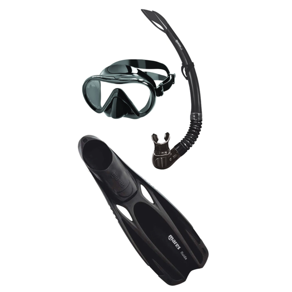 Cobia Fluida Dive Mask Snorkel And Fins Black Medium